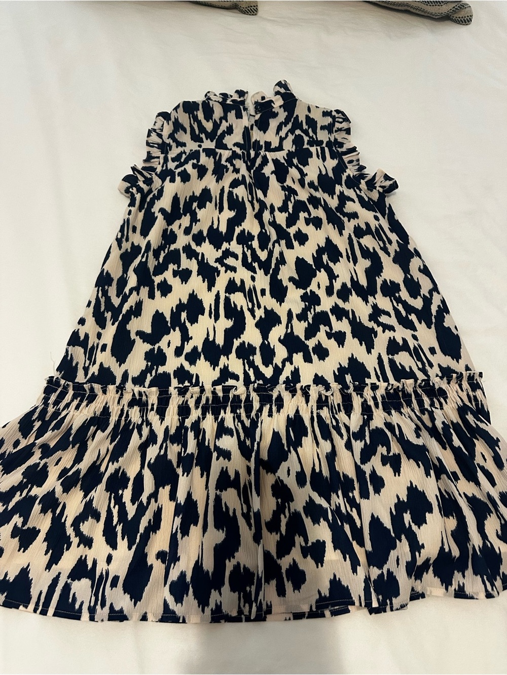 Pinch Navy and Cream Ruffle Neck Blouse